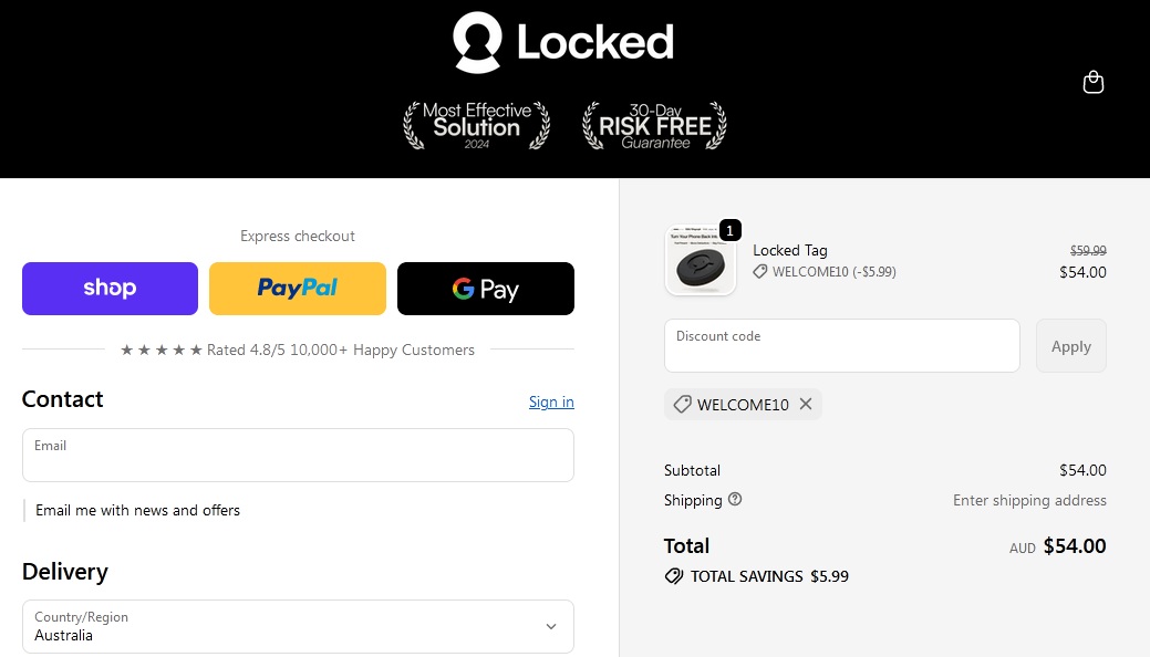 Proof: Locked Tag at 10% off